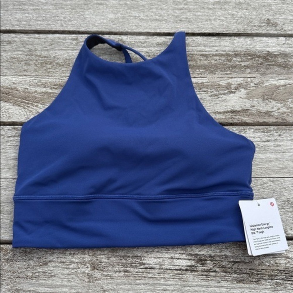 lululemon athletica High Neck Sports Bra in Deep Blue